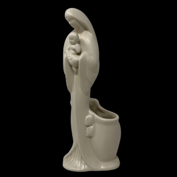 HAEGER Pottery Madona Baby Jesus Planter VTG 11" Tall Virgin Mary Religious USA - Picture 3 of 12